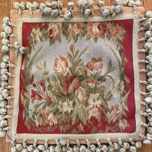 Tapestry and Velvet Floral Pillow Cover